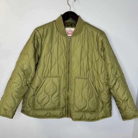 Levi's Onion Quilted Liner Jacket Full zip Lightweight Bomber Green Women's 2X - Picture 2 of 14